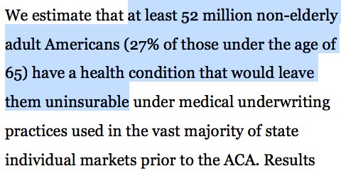 ddiamond's tweet image. Meanwhile, @KaiserFamFound says millions of other Americans could be "uninsurable" if ACA goes away. kff.org/health-reform/…