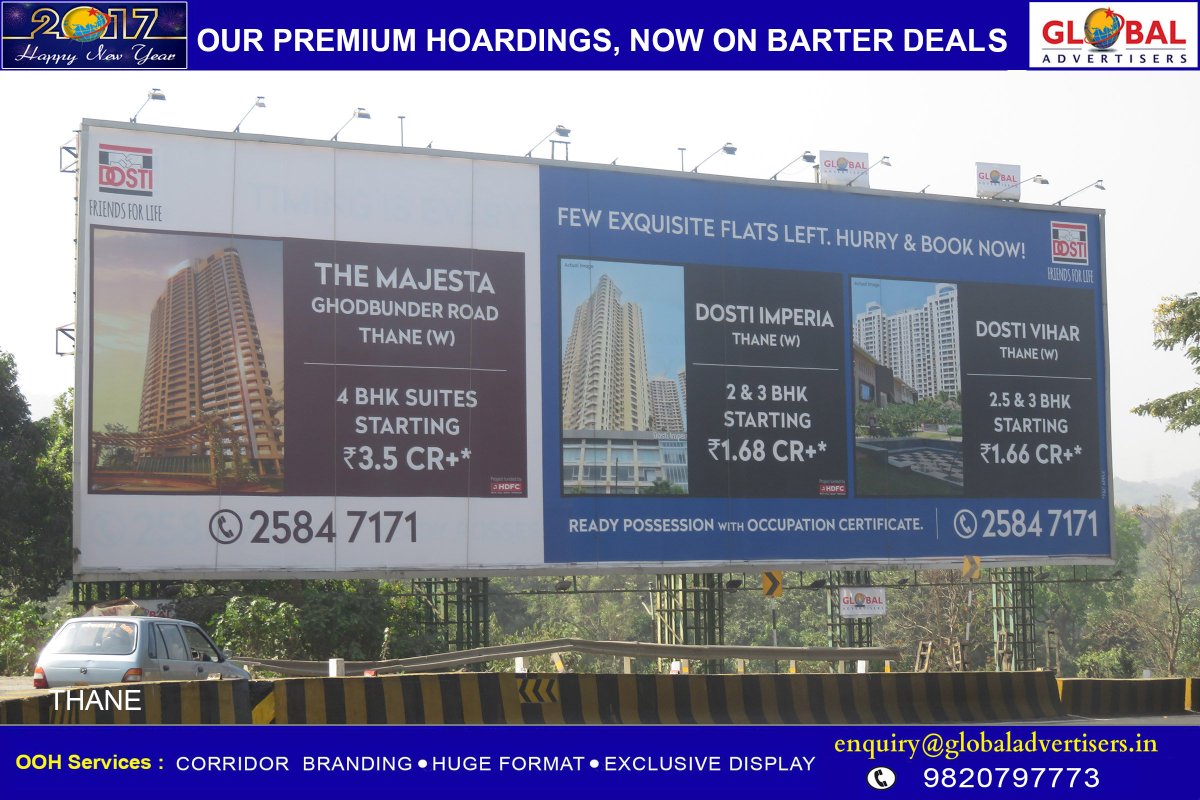 GlobalAdvtOOH's tweet image. Global Advertisers Puts up Huge Display For @DostiRealty 

#OOHCampaign #Advertising #PropertyPromotion