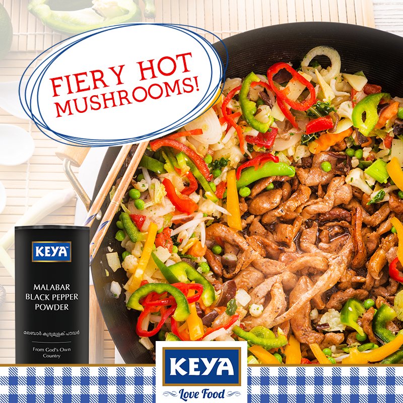 KeyaFoods's tweet photo. #JustSprinkle Keya Malabar Black Pepper on your stir-fried mushrooms! Enjoy the warmth.#LoveFood#SpicySpecials! https://t.co/nkJbf9yoHq+ https://t.co/gxFwAJq4aZ