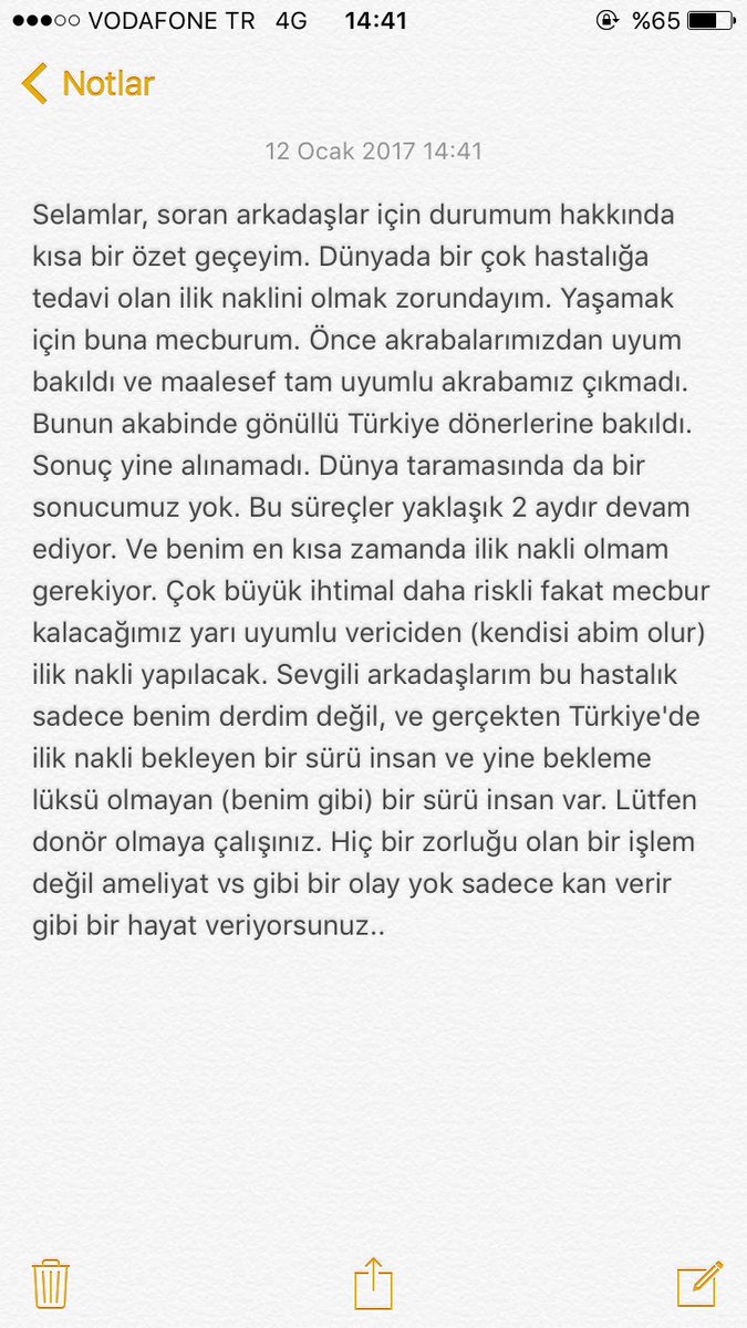 Durumum hakkında kısa bir özet. Lütfen donör olmaktan korkmayınız..