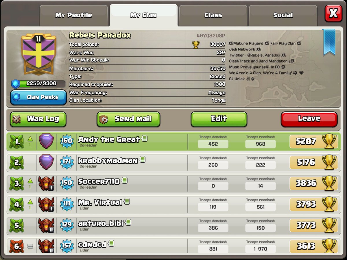 Rebels_Paradox's tweet photo. RP is looking to add some fresh blood! Trying to find some solid TH11/10/9 to join the family! Spread the word! #ClashofClans #bestclanever https://t.co/6A5tbE6D9h