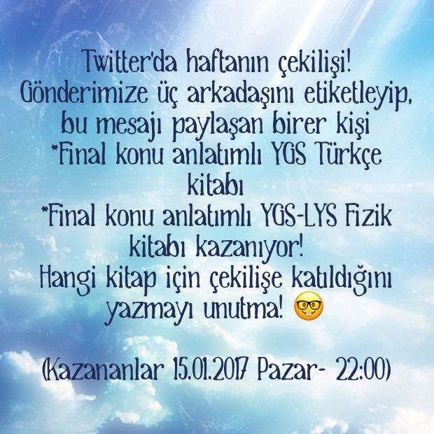 finalegitim's tweet photo. Her hafta kitap çekilişi! 3 arkadaşını etiketle,istediğin kitabı yaz, ve RT yap!1 kişiye YGS Türkçe kitabı, 1 kişiye YGS-LYS Fizik kitabı📚🤓 https://t.co/1NnvyXQZpq