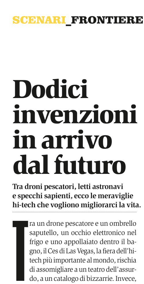 MarMorello's tweet photo. Il robot steward, il maestro di chip, il bracciale psicologo. Dodici invenzioni, il best of del #CES2017 su Panorama in edicola oggi. https://t.co/qZKx4Lzm2f