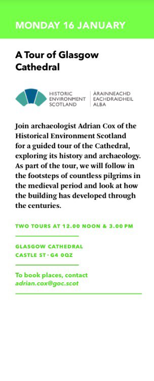 stmungofestival's tweet photo. Don’t miss the opportunity to explore @GlasgowCthdrl &amp; join a guided tour by archaeologist Adrian Cox @HistEnvScot on Mon 16th January. https://t.co/zSrxd7KYQd