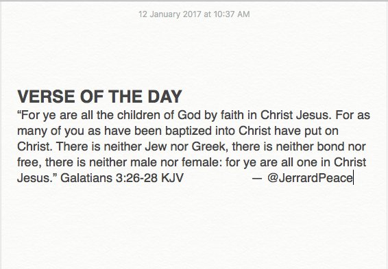 JerrardPeace's tweet photo. "For ye are all the children of God by faith in Christ Jesus..." Galatians 3:26-28 KJV #verseoftheday #bibleverse #bible #oneness #OneInHim https://t.co/GCQMAqRhGm