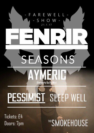 SEASONSbanduk's tweet photo. Less than 2 weeks till our first show in Ipswich with our good friends @Fenriruk for their farewell show 😢 Gunna go out in style 😎😎😎 https://t.co/OcQlhZncIT