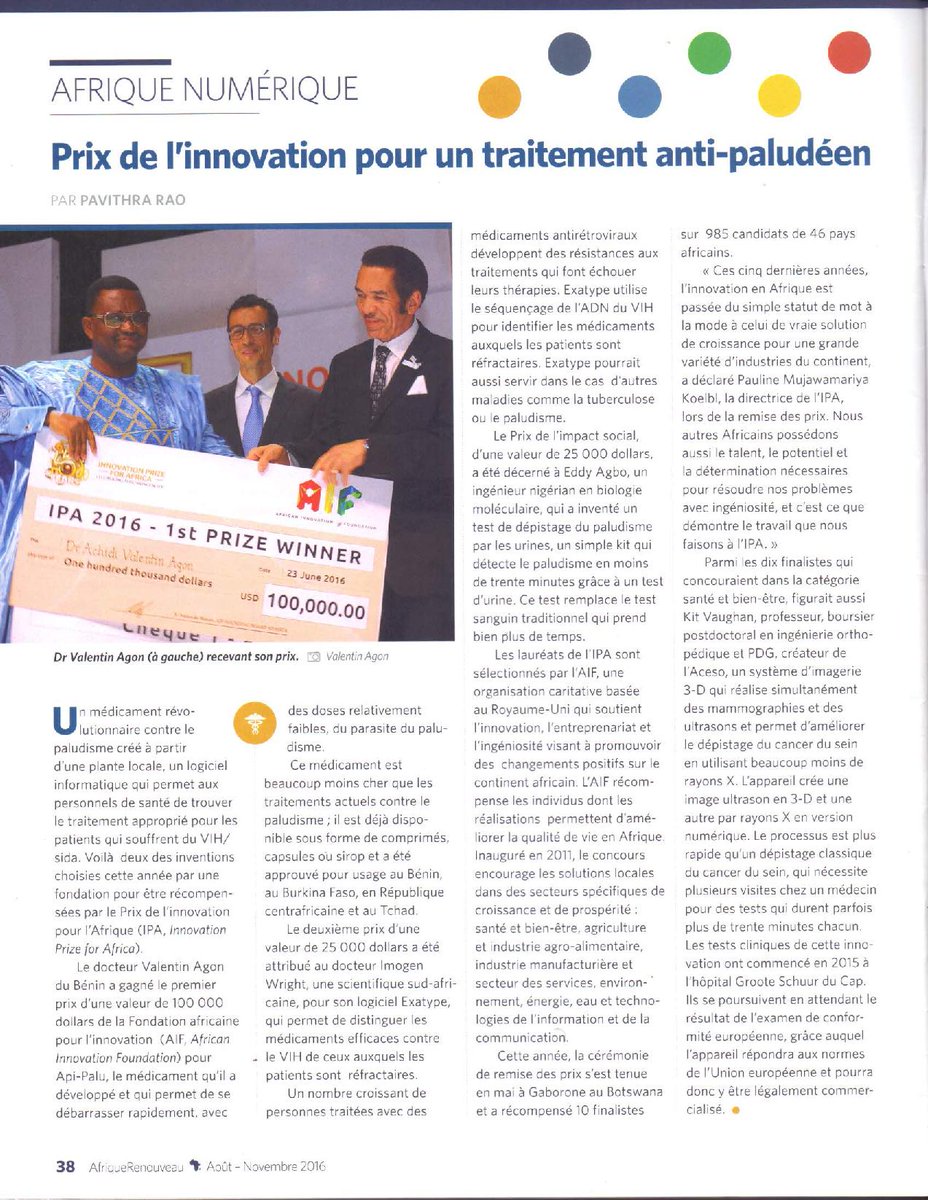 IPAprize's tweet photo. Pr Nyasse, juge du PIA est actuellement au #Bénin pour la promotion d'Api-Palu, vainqueur du #PIA2016. @agonvalentin #Innovation #paludisme https://t.co/2CzYnGhmjr