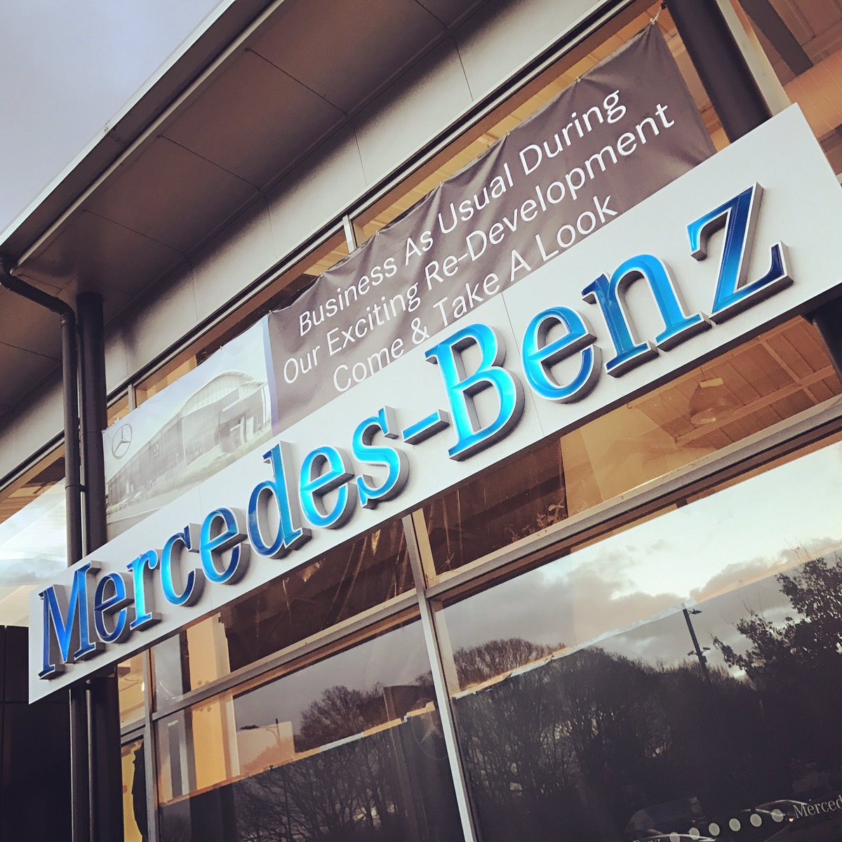 Removal of Solar film to entire showroom at Southend Mercedes-Benz #solarfilms #windowtint #removal #onsite #cars #vehicles #signs #signage