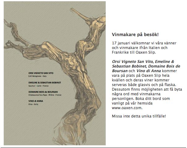 So excited to welcome some of our winemaking friends from Italy and France to Oaxen Slip on Jan 17! Come and join us for a glass or a chat.