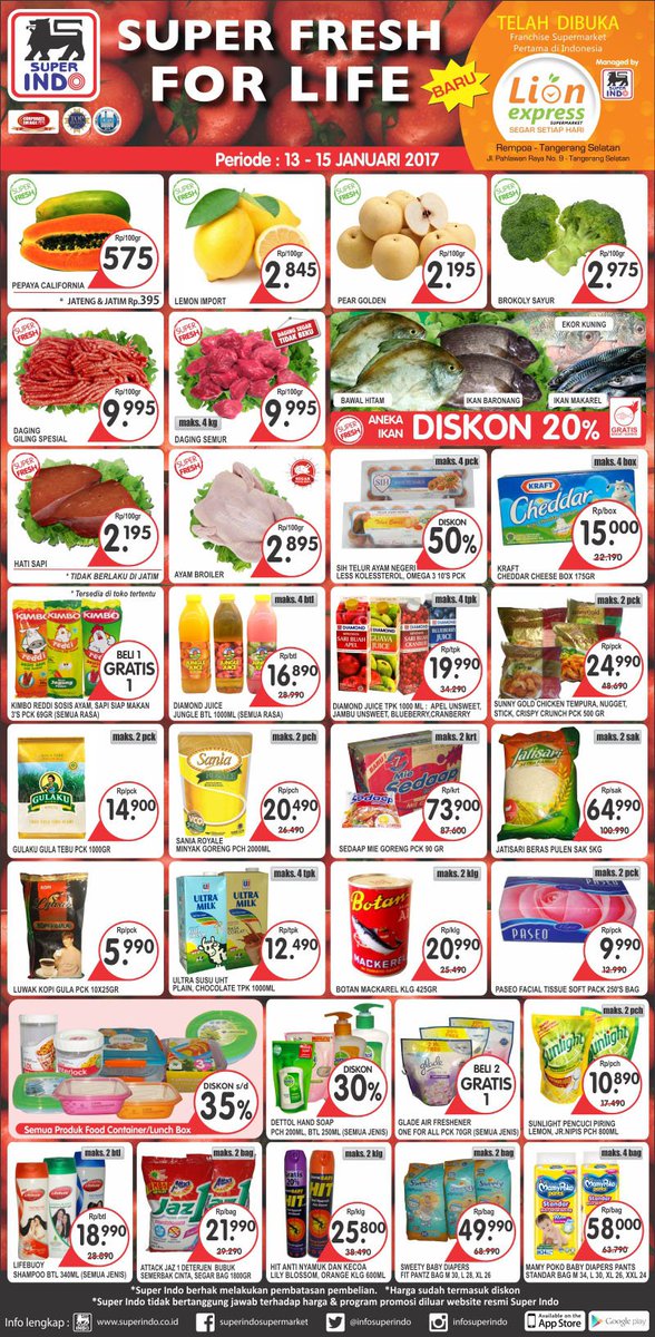 Super Indo Super Segar! Berikut promo koran Kompas (edisi 13-15 Januari 2017). Happy shopping! Info: bit.ly/1ECrO43
