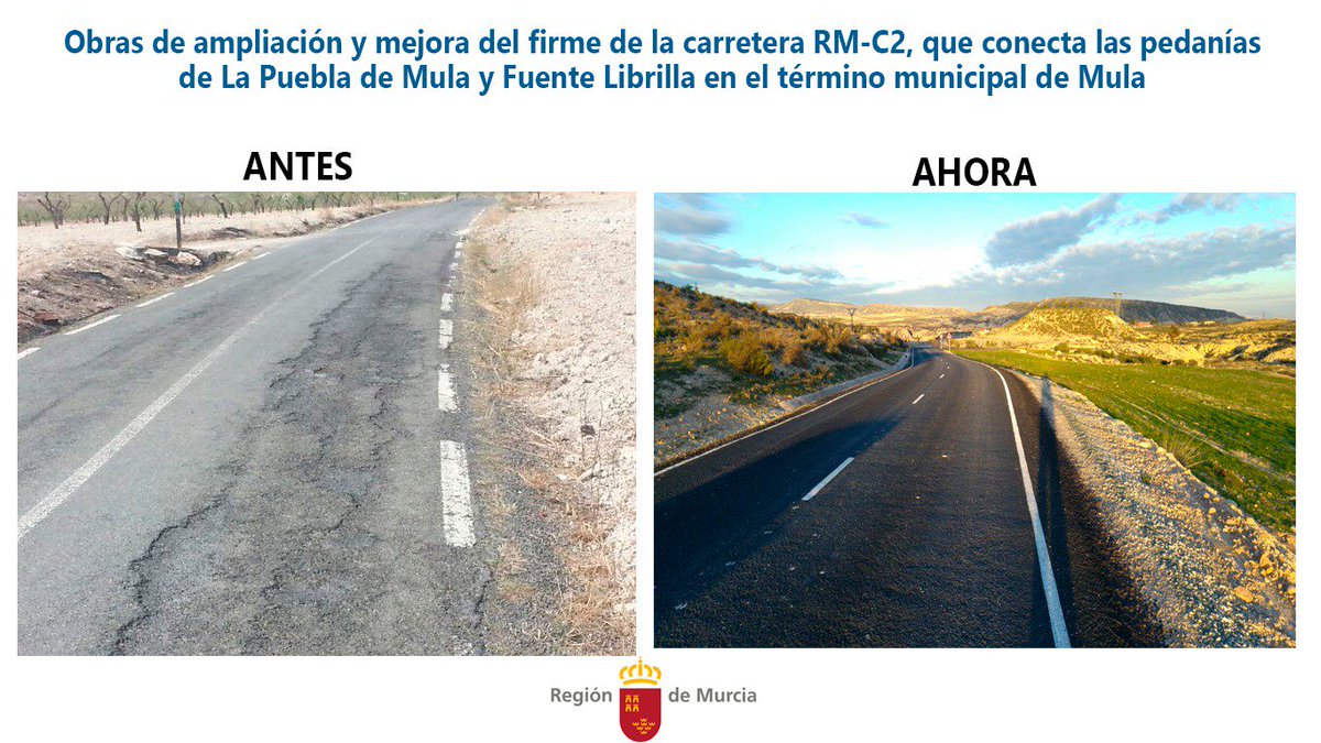 🛣Se han mejorado los 16 kilómetros de la carretera que une Mula con Fuente Librilla