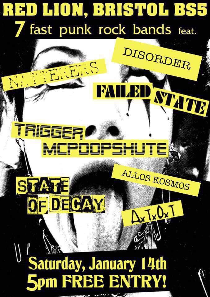 First show of 2017 and it's an awesome lineup #bristol #punk #hardcore