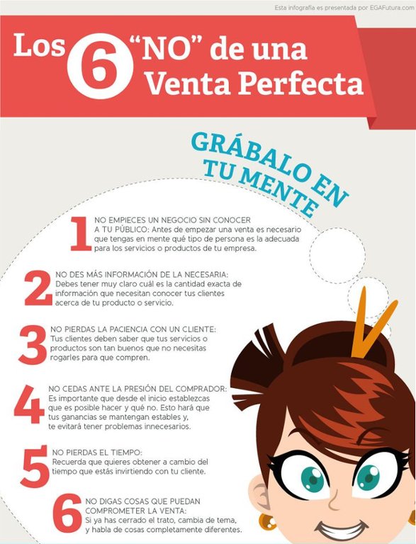 eresmarketing's tweet photo. Las 6 "NO" de una Venta Perfecta✋ 💰 #eresmarketing #no #ventaperfecta #marketingdigital #lowcost #vender Contacto en biografía➡➡➡ https://t.co/120JXySn3u