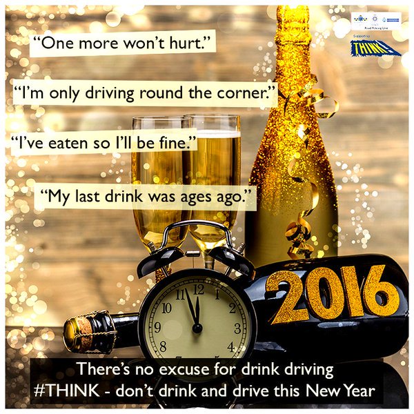 Don't make it a year to remember for the wrong reasons- don't chance it. #Think <a href="/THINKgovuk/">THINK! Road Safety</a> #NewYear