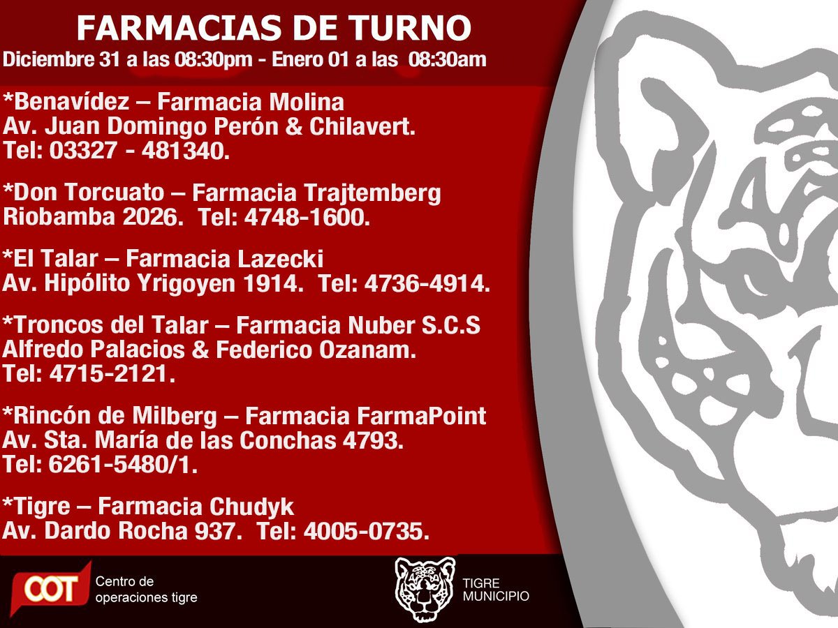 Farmacias de turno. Mas info:ow.ly/r9Y4303qK0N #COT