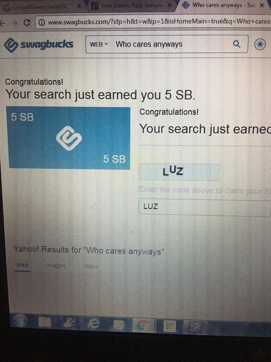 BrandyShemal2's tweet image. @SwagBucksCodes @SwagBlog @Swagbucks #Swagbucks #SearchCode &quot;who cares anyways&quot;