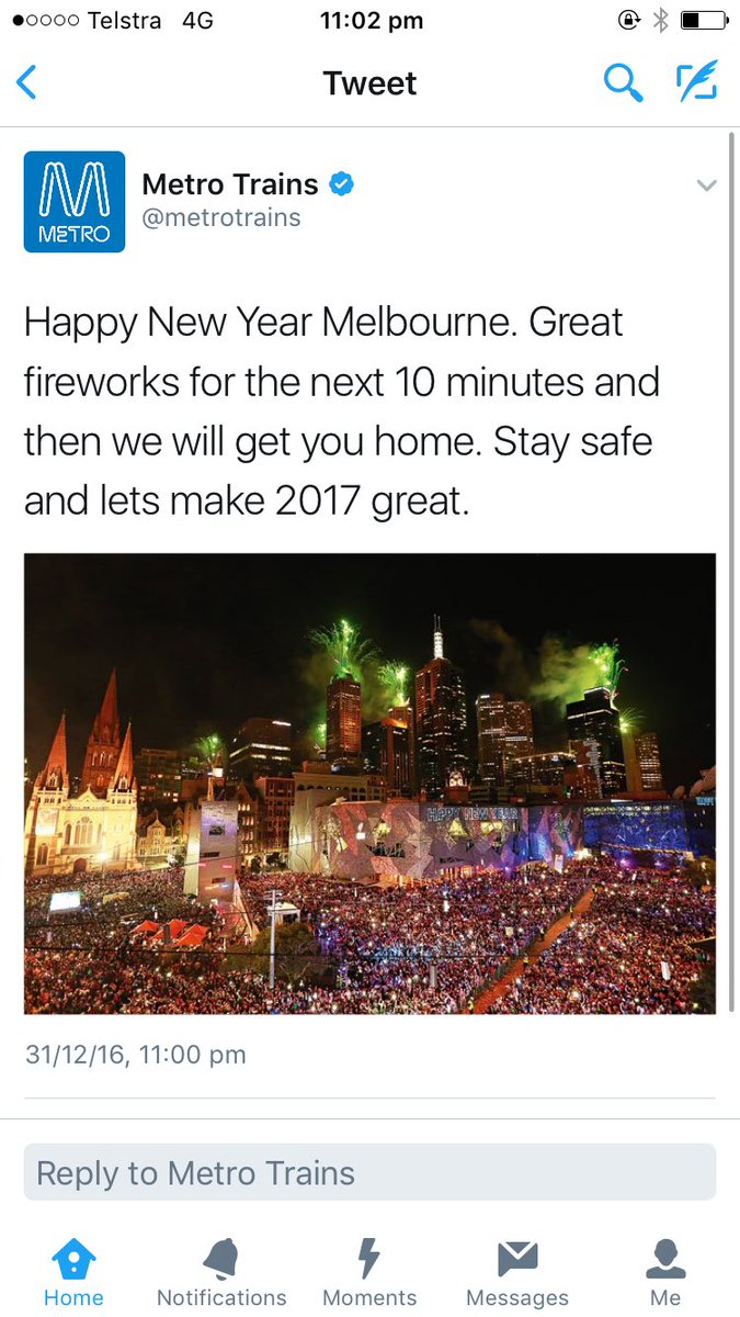 Sydney: City's full p1$s off
Melbourne: 'Let's make 2017 great 😍'
#mostliveablecity