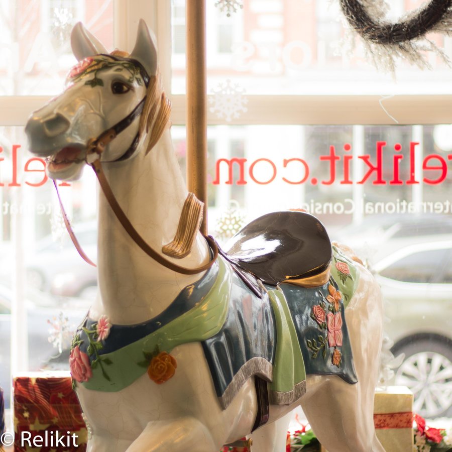 Relikit's tweet image. Just got in this handpainted #carousel #horse! It's full size and ready to hold a daring #princess.  relikit.com/product/vintag… #vintage #decor