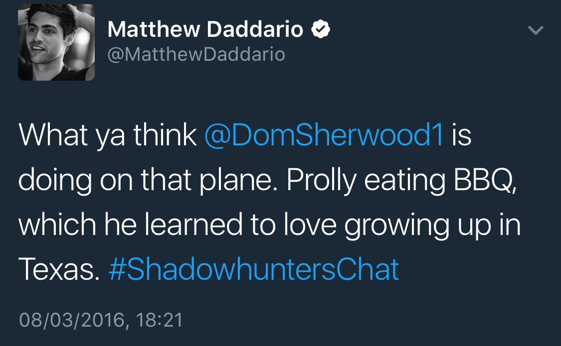 LightwoodBane96's tweet photo. @MatthewDaddario Wait....What about Texas? #WhereIsDomFrom #IMissShadowhuntersChat https://t.co/H43zei1oPP