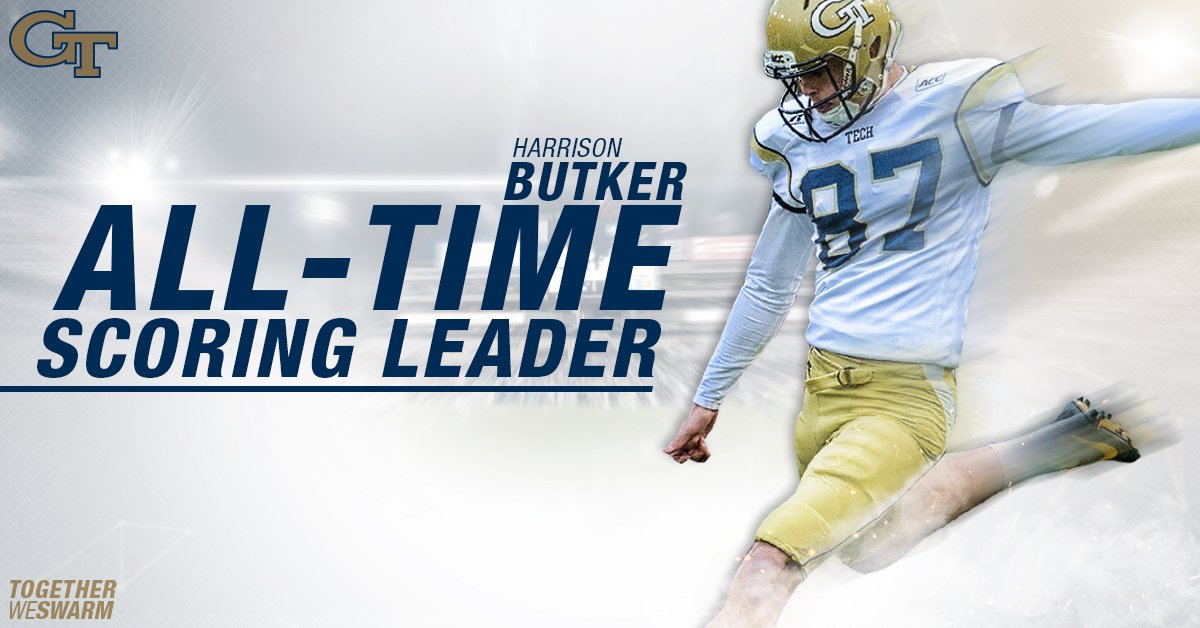 With that extra point, Harrison Butker is now the ALL-TIME LEADING SCORER in #GaTech history! #TogetherWeSwarm #TaxSlayerBowl 🐐