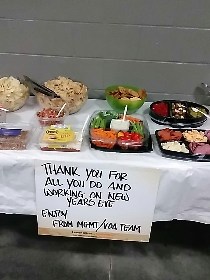 For our associates and all they do.  New Years Eve snacks