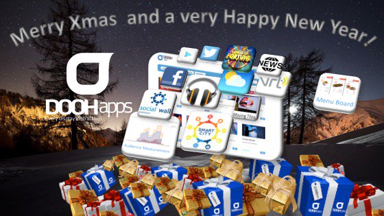 DOOHapps's tweet image. We wish you a happy Holiday and a great 2017. Let&apos;s grow &amp;amp; innovate further together!