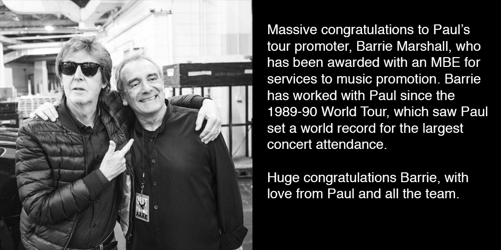 PaulMcCartney's tweet photo. A tip of the hat. Well done, Barrie! 😎  @MarshallArts https://t.co/GTPw1vD8xk