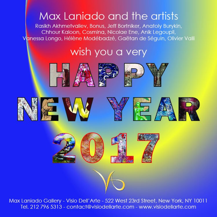 VisioDellArte's tweet photo. A VERY HAPPY NEW YEAR 2017 TO YOU AND YOUR LOVED ONES. Max Laniado Gallery - Visio Dell' Arte re-opens Tuesday January 3rd 2017 at 10:30am. https://t.co/IbqCU76sWD