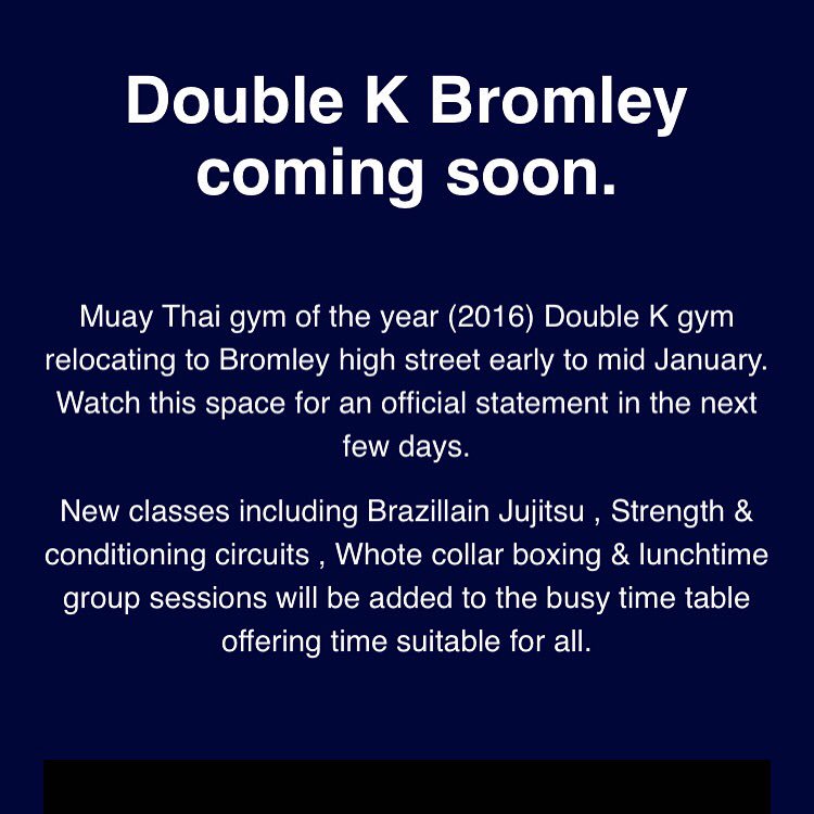 doublekgym's tweet image. Double K coming to #bromley @bromleyfc circuit classes , Muay Thai , BJJ , Strength conditioning , therapy rooms.
