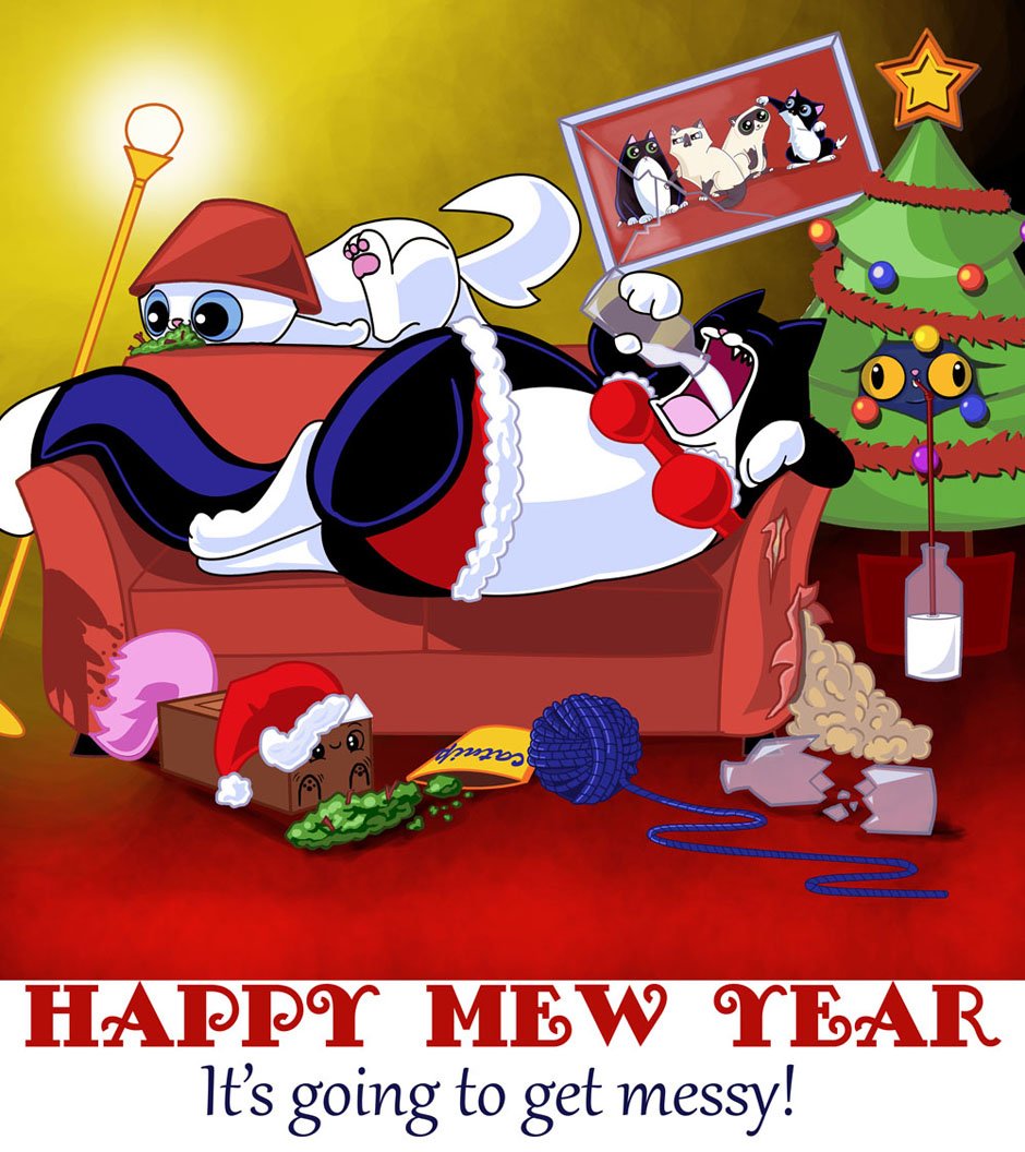 zoidart's tweet photo. #HAPPYNEWYEAR #catparty #catnip #milk #zoidsfunnycats Happy new year everyone! Kissy kissy! xx https://t.co/zCwIsqF7Ks