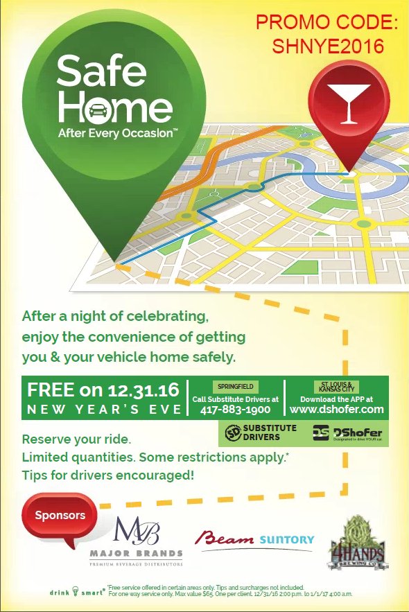 BreakthruMO's tweet image. Book your free NYE ride sponsored by @JimBeam &amp;amp; @4HandsBrewery in STL, KC &amp;amp; Springfield, MO @DShoferApp @SoberSubs Reference Code: SHNYE2016