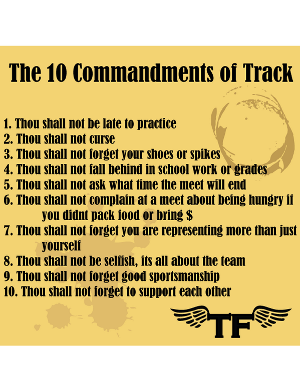 TeamRunner4Life's tweet photo. The 10 commandments of #TrackNation https://t.co/lmVJdm3Kcc