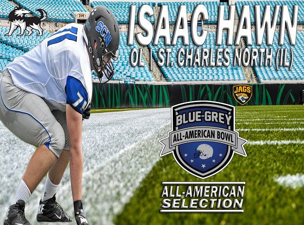 BlueGreyFB's tweet photo. #GoHuskies commit Isaac Hawn (@IsaacHawn) was selected to play in this year's #BlueGreyFootball All-American Bowl. https://t.co/W3oI8XhFF9