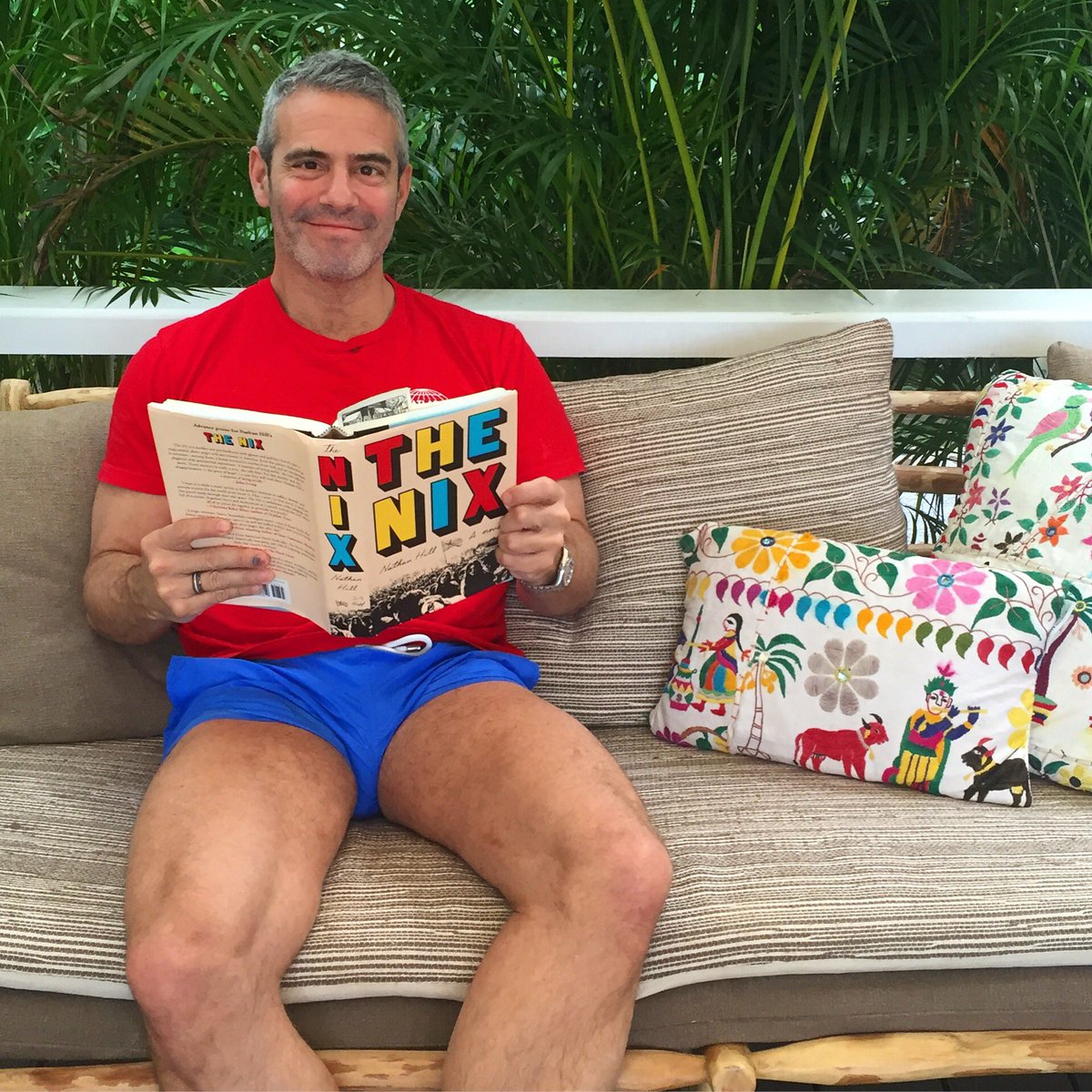 Andy's tweet photo. If you're looking for a great book, besides mine (!), try THE NIX by @nathanreads. LOVING IT on vaca! https://t.co/Og1uP4e2tk