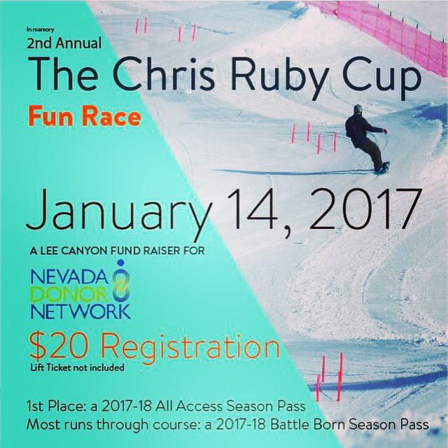 Donate Life Nevada (@donatelife_nv) on Twitter photo Calling all snow lovers... ❄️ Come on up to <a href="/LeeCanyonLV/">Lee Canyon</a> on 01.14.17 for the Chris Ruby Cup! Calling all snow lovers... ❄️ Come on up to <a href="/LeeCanyonLV/">Lee Canyon</a> on 01.14.17 for the Chris Ruby Cup!