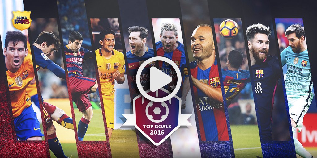 FCBarcelona's tweet image. Say goodbye to the year by watching the best 10 goals of your team. Happy New Year Barça Fans! ow.ly/ULcX307ymnr