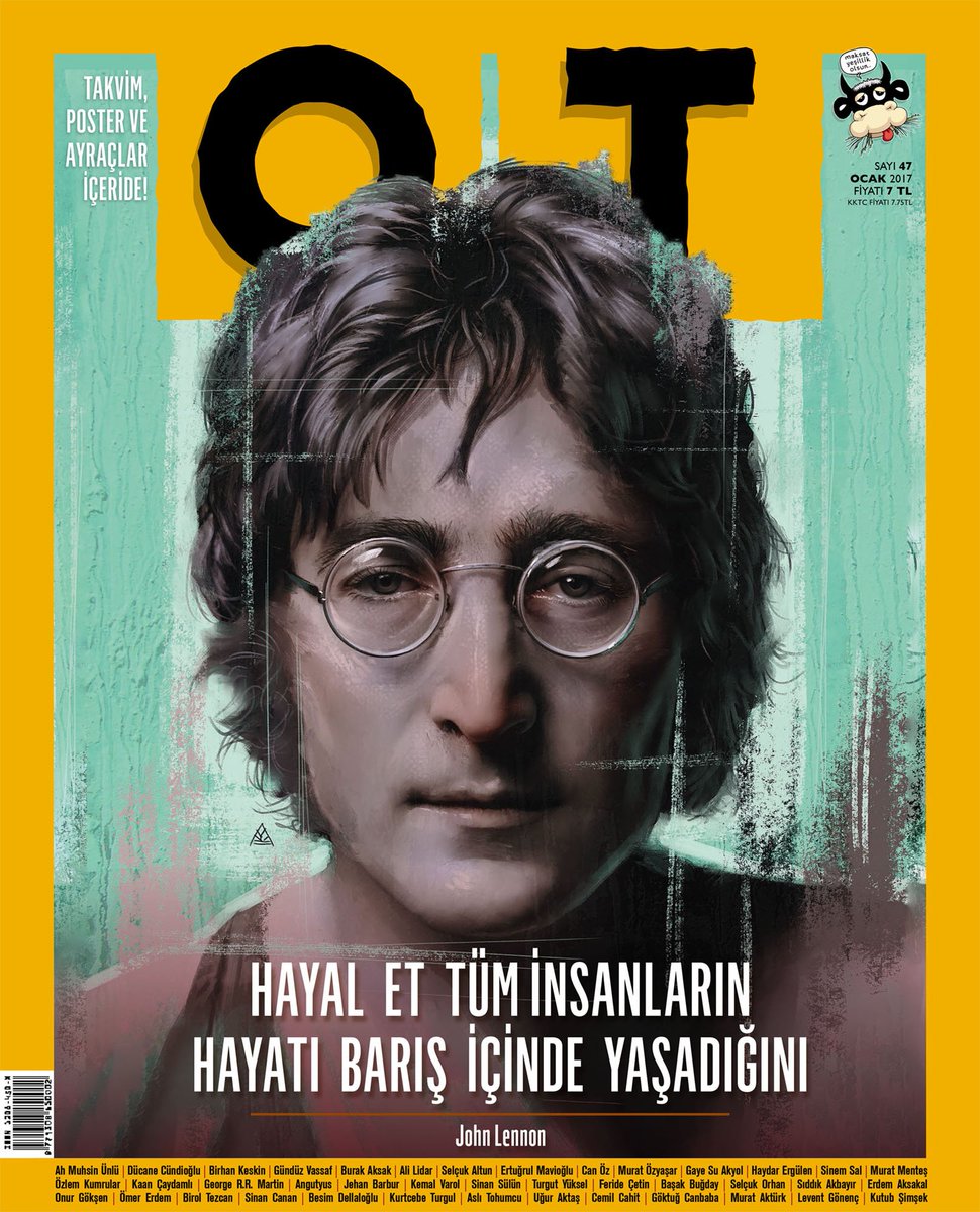 Hayal et tüm insanların 
hayatı barış içinde yaşadığını
#JohnLennon #OTdergi Ocak

#2017denDileğim #MutluYıllar