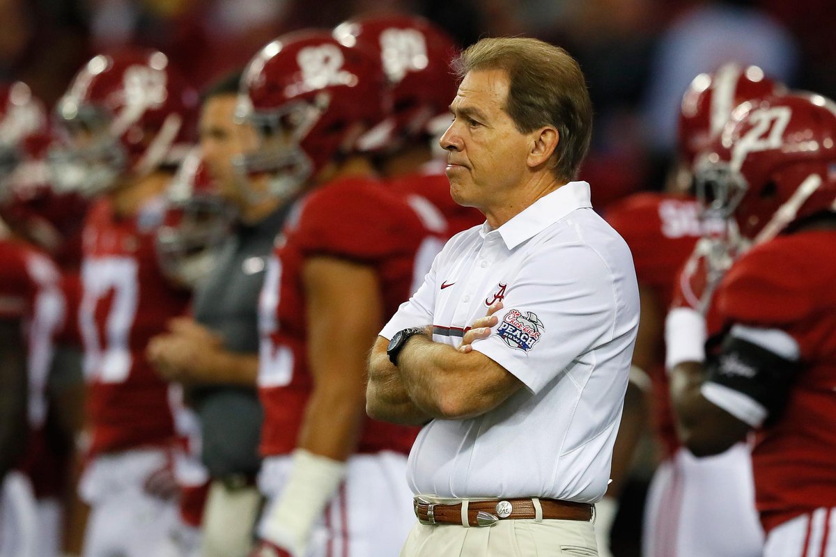 SportsCenter's tweet photo. Alabama is 83-2 under Nick Saban when entering halftime with a 10-point lead.
The Crimson Tide lead Washington, 17-7. https://t.co/eel1fZcz4f