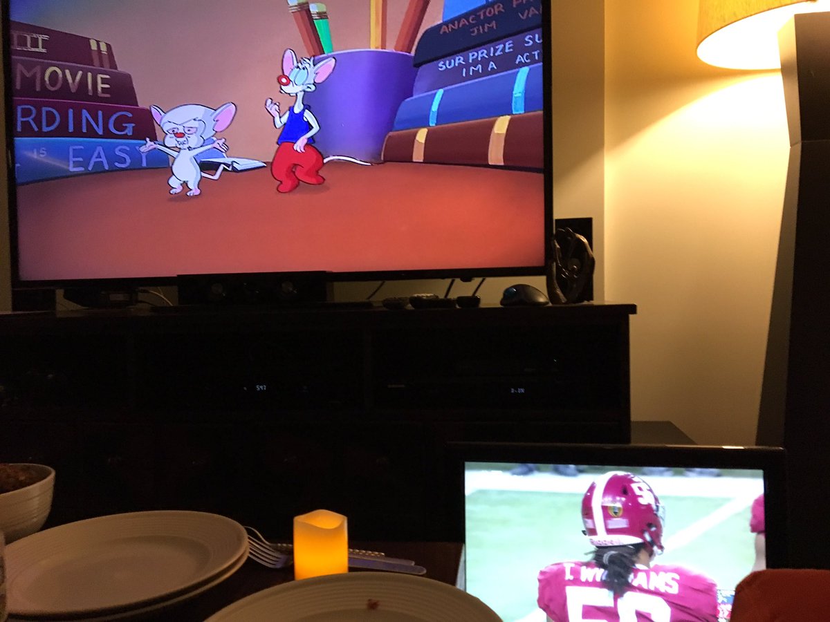 tjholmes's tweet photo. It's come to this. #BabySabine has the 60" TV. I have to watch the game on a computer screen on the floor. #CFPlayoff #cableprobs https://t.co/UaoerMSkgQ