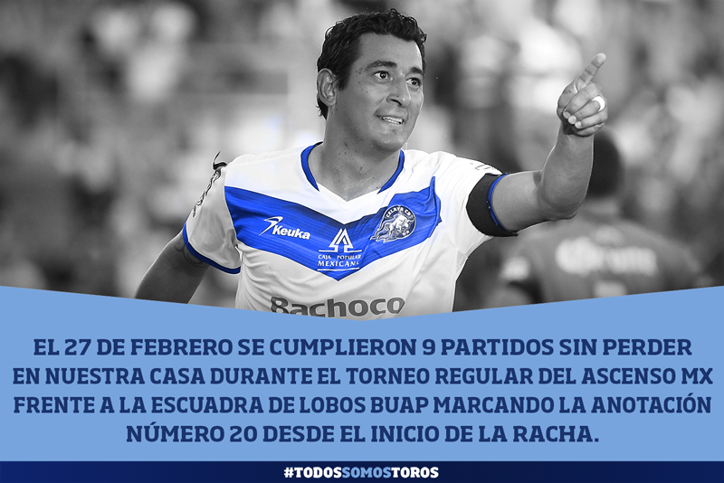 TorosCelayaCD's tweet photo. #Toros2016 | El 27 de febrero se marcó la anotación número 20 desde el inicio de la racha sin perder en nuestra casa en el torneo regular 👊 https://t.co/JK7HD7OLEn
