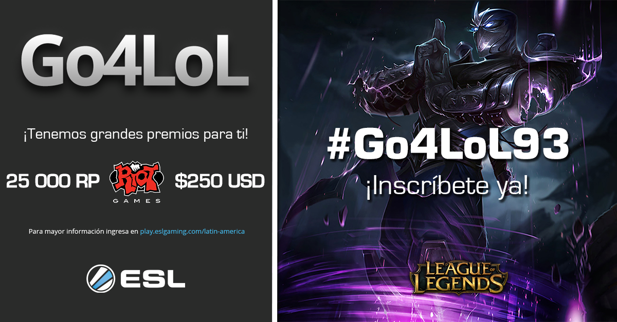 ESLlatam's tweet photo. ¡No importa tu liga ni división, solo tus ganas de querer participar en #Go4LoL93!
https://t.co/1nX7MDw6S0
https://t.co/sg8FLWzlls https://t.co/tlZorUuro3
