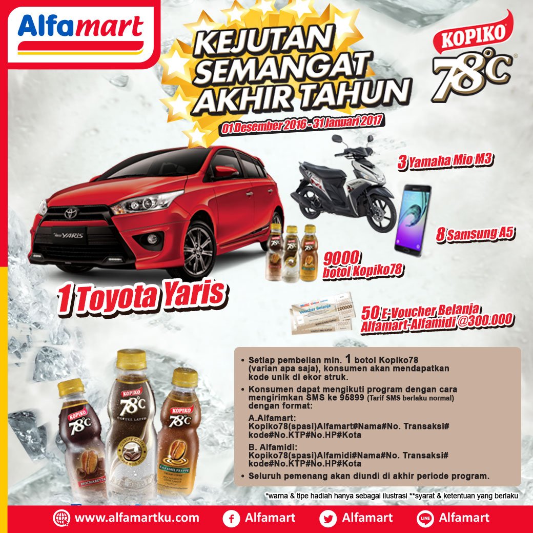 Menangkan 1 unit Toyota Yaris setiap pembelian 1 botol Kopiko 78 (varian apa saja)