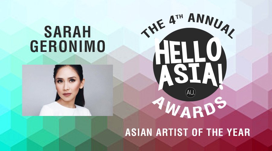 HelloAsiaAU's tweet photo. We have a winner for our public voted 2016 Asian Artist of the Year Award! Winner is Sarah Geronimo! #sarahgeronimo https://t.co/5M5i4te7t7 https://t.co/kQLAoLxkvv