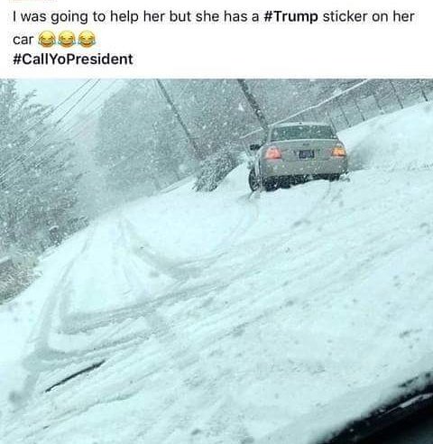 BoneKnightmare's tweet photo. #myONEresolution Helping out broke down Trump supporting motorists.... SIKE!!!! #CallYoPresident https://t.co/nzQU6hCpUf