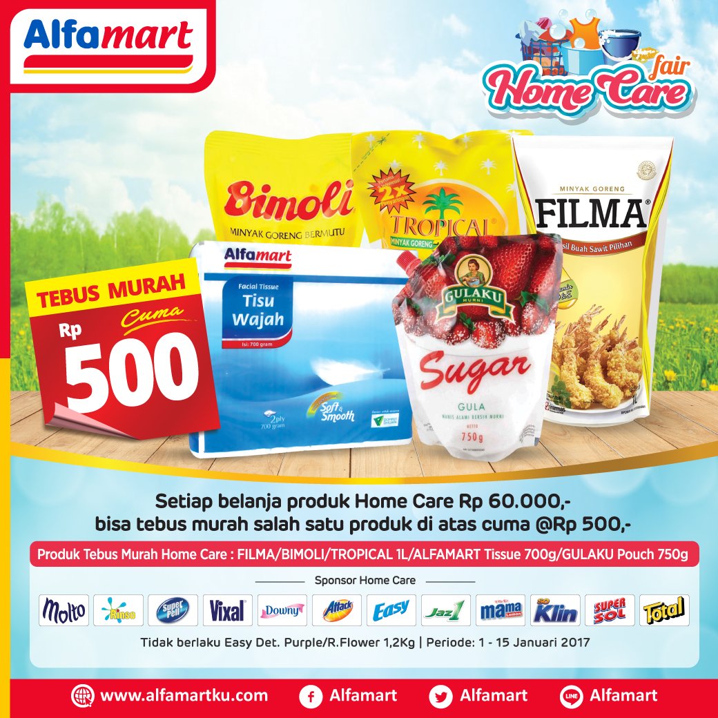 Setiap belanja Rp 60.000 bisa tebus murah salah satu produk di atas cuma Rp 500. Info klik ow.ly/aIk5307zXI6