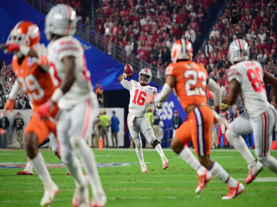 WCPO's tweet photo. .@OhioStateFB shutout by @ClemsonFB, lose #FiestaBowl game 31-0. Story soon in the app. https://t.co/YyHhIAmPGO