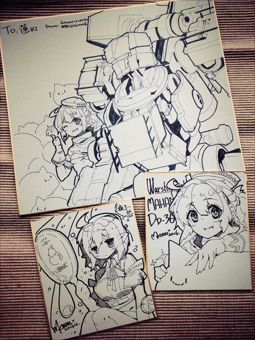 #戦艦少女R 和風力一起畫了馬漢and摩的【】還有自己的看板娘。新年進步! 