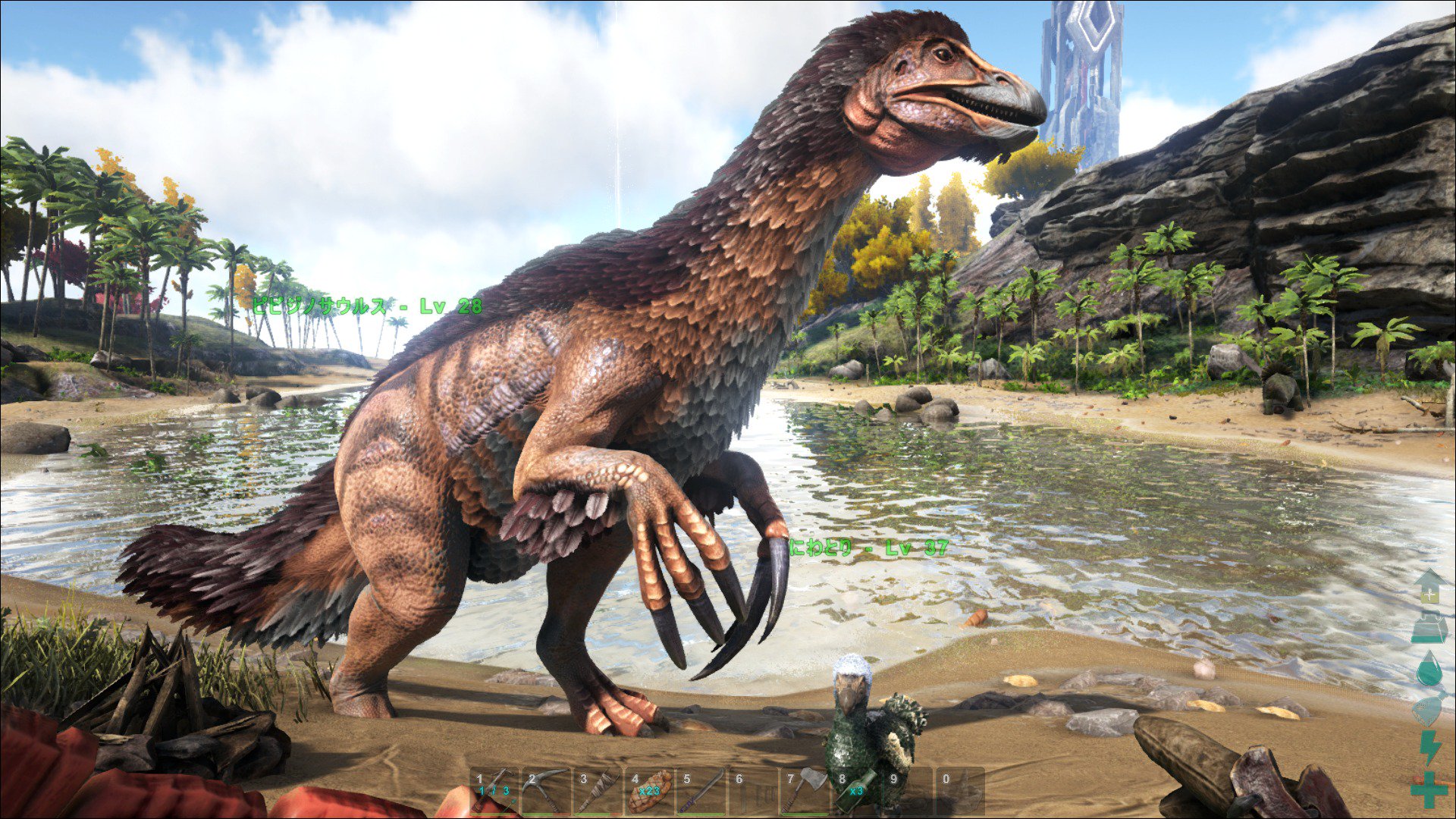 ピピ Fo4 No Twitter 恐竜が鳥に進化してる最中のような恐竜 テリジノサウルスのテイム成功したけどサドルはレベル４０より先なのかな パラメーターもイイ感じなんだよね 早く背中に乗せてくれぃ W Arksurvivalevolved T Co Qkma0zkgev