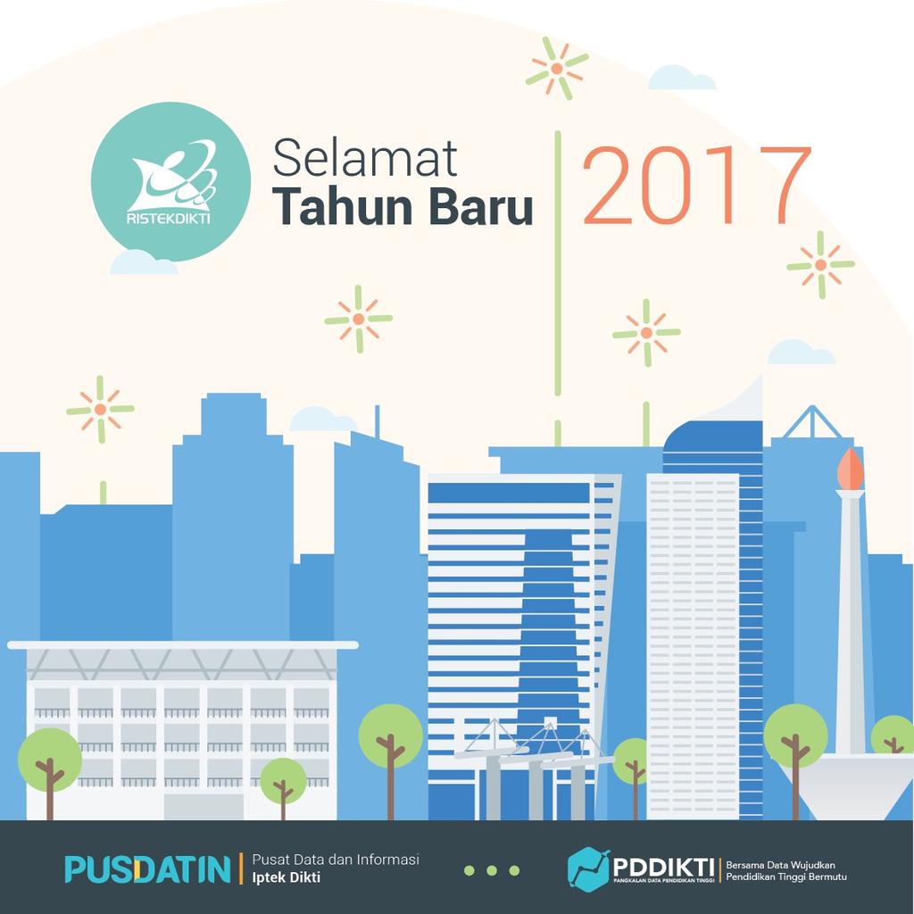 pddikti's tweet photo. Selamat Tahun Baru 2017. Mari kita wujudkan pendidikan tinggi Indonesia yang lebih gemilang. https://t.co/WTM33Ytg1W