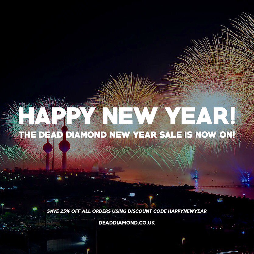 DeadDiamonduk's tweet photo. HAPPY NEW YEAR FROM DEAD DIAMOND! Save 25% off using discount code HAPPYNEWYEAR at https://t.co/6WAchyNIIW 💎⭐️🎆 https://t.co/OHEpWwTq3A